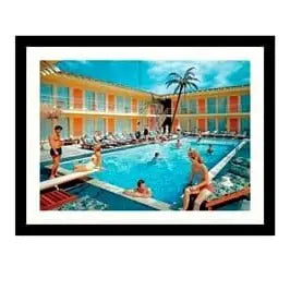 Glass picture motel pool Homefactory Bilde