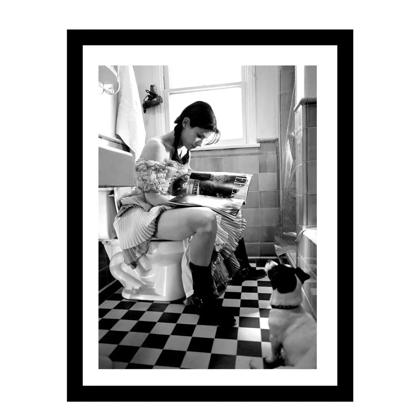 Glass picture w/frame Sandra Bullock with her dog Homefactory Bilde