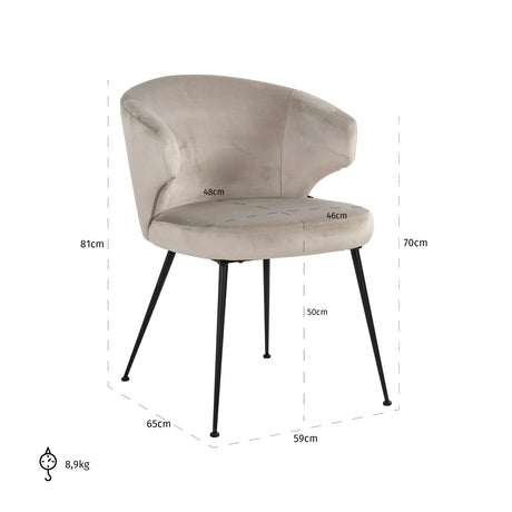 Spisestol Xandra khaki fløyel Richmond Interiors Spisestol
