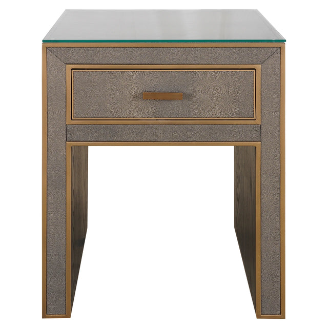 Nattbord Bloomville messing shagreen inkl. glassplate Richmond Interiors Nattbord