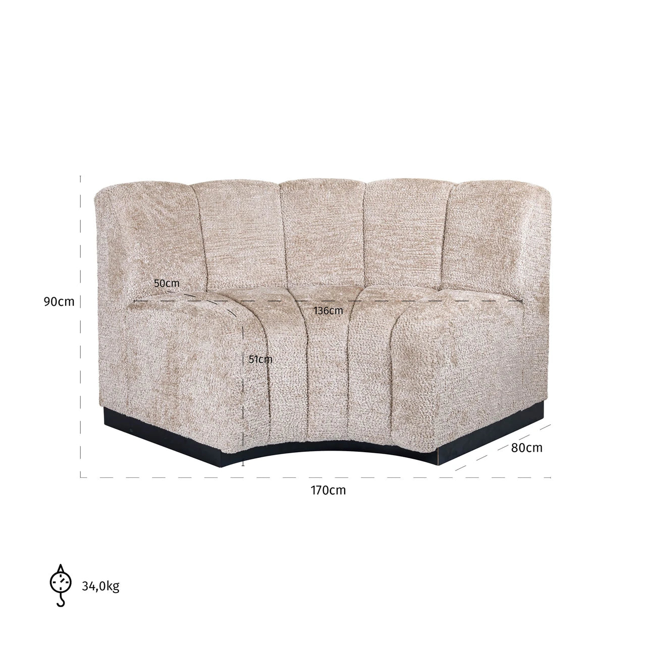 Spisebenk Hillpark nydelig beige avrundet hjørne Richmond Interiors Benk