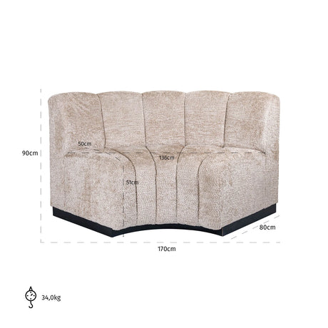 Spisebenk Hillpark nydelig beige avrundet hjørne Richmond Interiors Benk