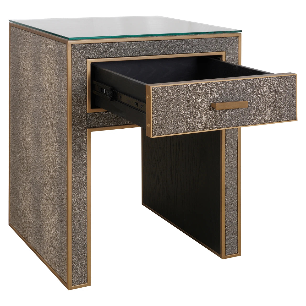 Nattbord Bloomville messing shagreen inkl. glassplate Richmond Interiors Nattbord