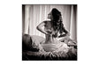 Glass picture Young woman in the bedroom 120cm x 120cm Homefactory 