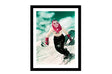 Glass picture w/frame Smiling woman skiing 70cm x 90cm Homefactory 