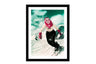 Glass picture w/frame Smiling woman skiing 70cm x 90cm Homefactory 