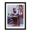 Glass picture w/frame woman takes ski chair lift 70cm x 90cm Homefactory 