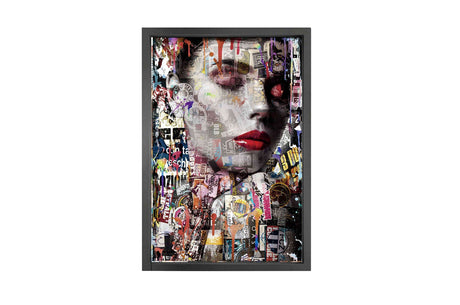 Canvas picture 5cm black frame Street Art Girl 80cm x 120cm Homefactory 