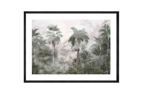 Glass picture w/frame tropical trees and leaves 80cmx120cm Homefactory 