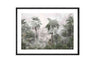 Glass picture w/frame tropical trees and leaves 80cmx120cm Homefactory 