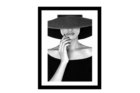 Glass picture w/frame young beautiful woman 70cm x 90cm Homefactory 