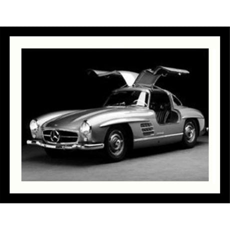 Glass picture w/frame Mercedes-Benz gullwing 70cm x 90cm Homefactory 