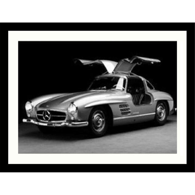 Glass picture w/frame Mercedes-Benz gullwing 70cm x 90cm Homefactory 