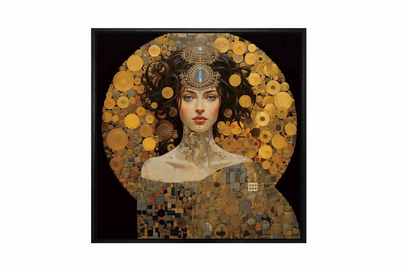 Canvas 5cm black frame Queen Isabella - 120cmx120cm Homefactory 