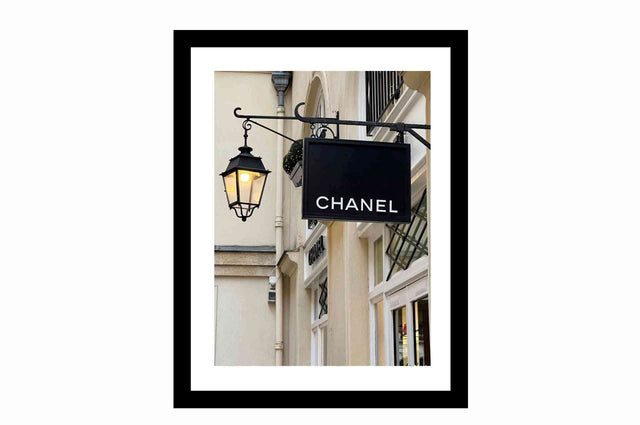 Glass picture w/frame Chanel old iron sign 70cm x 90cm Homefactory 