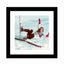 Glass picture w/frame woman on skis falling 60cm x 60cm Homefactory 