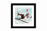 Glass picture w/frame woman on skis falling 60cm x 60cm Homefactory 