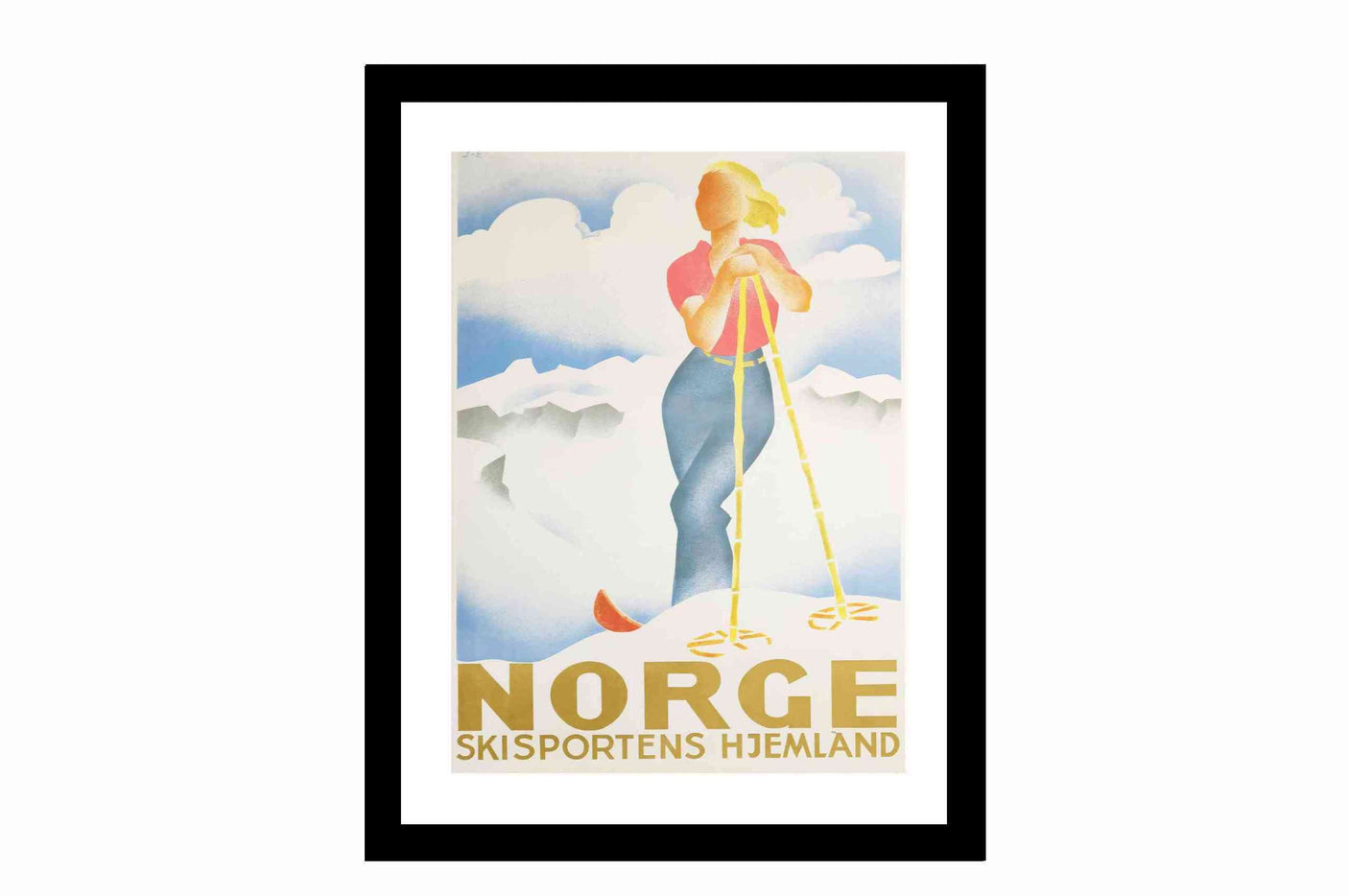 Glass picture w/frame Skisportens hjemland no.1 70cm x 90cm Homefactory 
