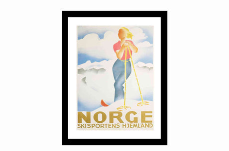 Glass picture w/frame Skisportens hjemland no.1 70cm x 90cm Homefactory 