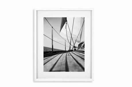 Glass Picture White smal Frame Passepartout Sailboat Homefactory 