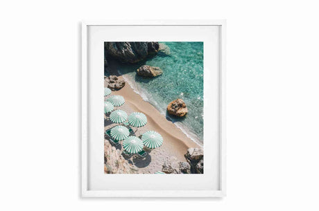 Glass Picture White smal Frame Passepartout green umbrellas Homefactory 