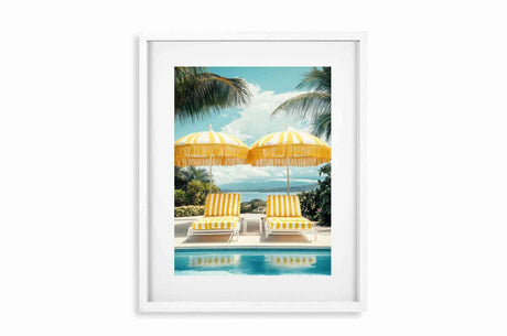 Glass Picture White smal Frame Passepartout yellow umbrellas Homefactory 