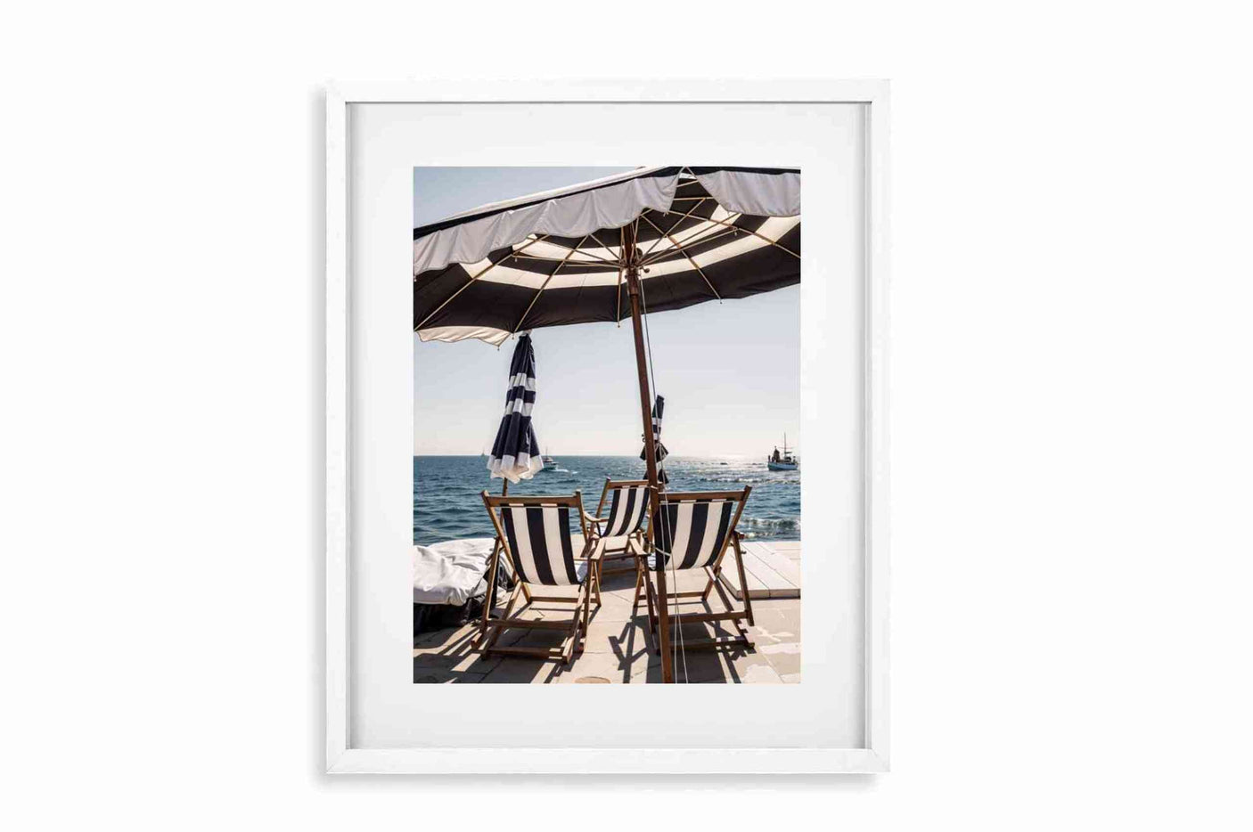 Glass Picture White smal Frame Passepartout Beach Chairs Homefactory 