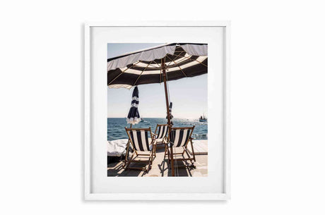 Glass Picture White smal Frame Passepartout Beach Chairs Homefactory 