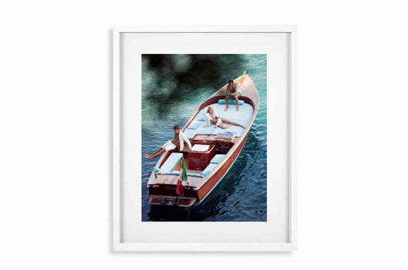 Glass Picture White smal Frame Passepartout Boat of LOVE Homefactory 