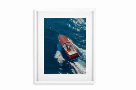 Glass Picture White smal Frame Passepartout Speedboat Homefactory 