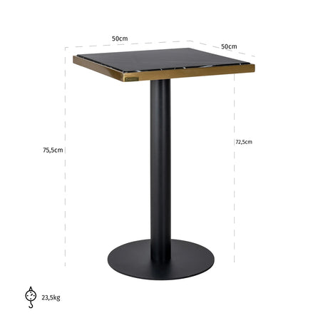 Bistrobord Zenza svart/gull 50x50 Richmond Interiors Bordlampe