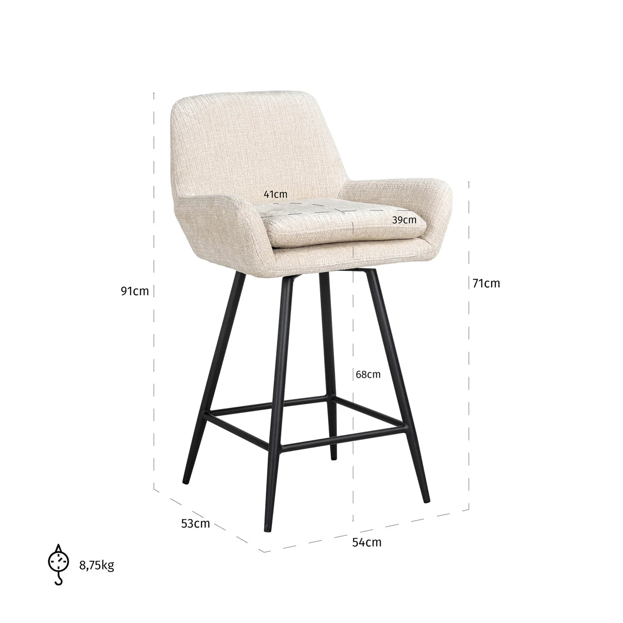 Counter stool Linsey niagara beige sett med 2 Richmond Interiors Barstol