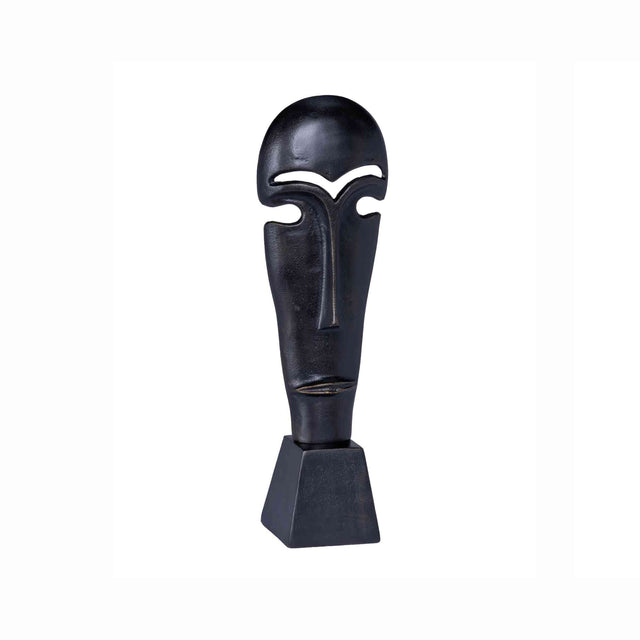 Deco face on base dark bronze 15cmx10cmx47cm Homefactory 