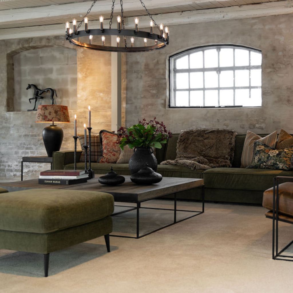 Crown Taklampe Antique iron Artwood Taklampe