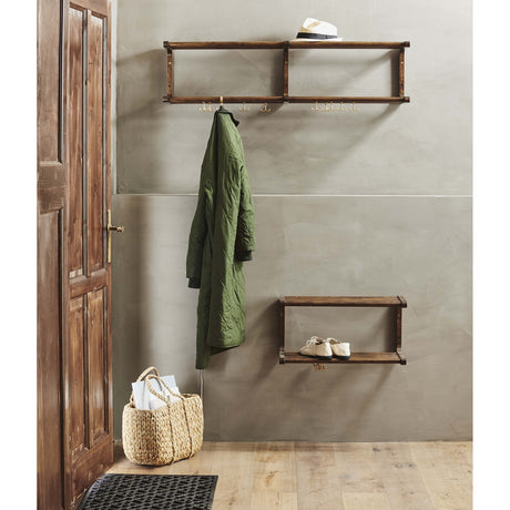 MAU trehylle med knaker / skohyll - L120 cm - natur Nordal SHELVES