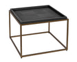 Sidebord bronze frame 60 x 60cm H43cm Black Leather Homefactory 