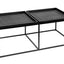 Coffe table black frame 60cm x 120cm H43cm Black leather Homefactory 