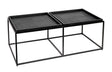Coffe table black frame 60cm x 120cm H43cm Black leather Homefactory 