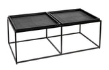Coffe table black frame 60cm x 120cm H43cm Black leather Homefactory 