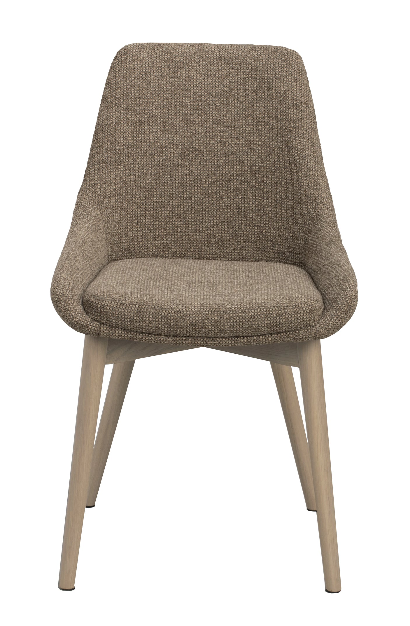 Denley stol mørk beige stoff/trebeins hvitvask Rowico Spisestol