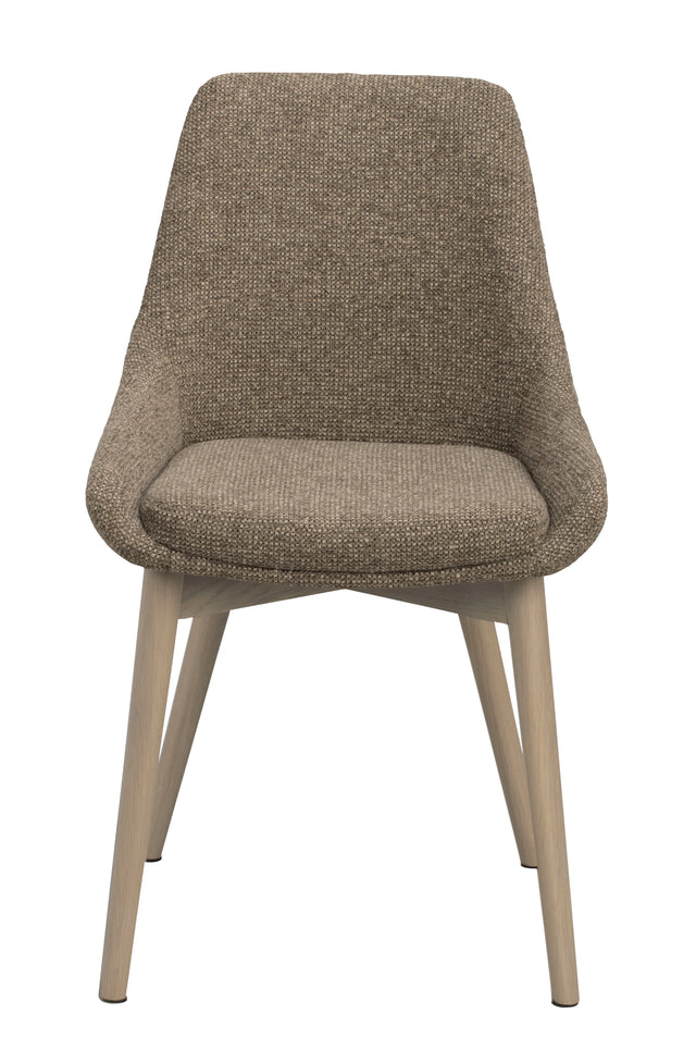 Denley stol mørk beige stoff/trebeins hvitvask Rowico Spisestol