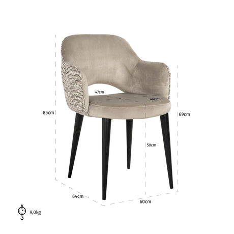 Spisestol Giovanna trendy natur / khaki fløyel flammehemmende Richmond Interiors Spisestol