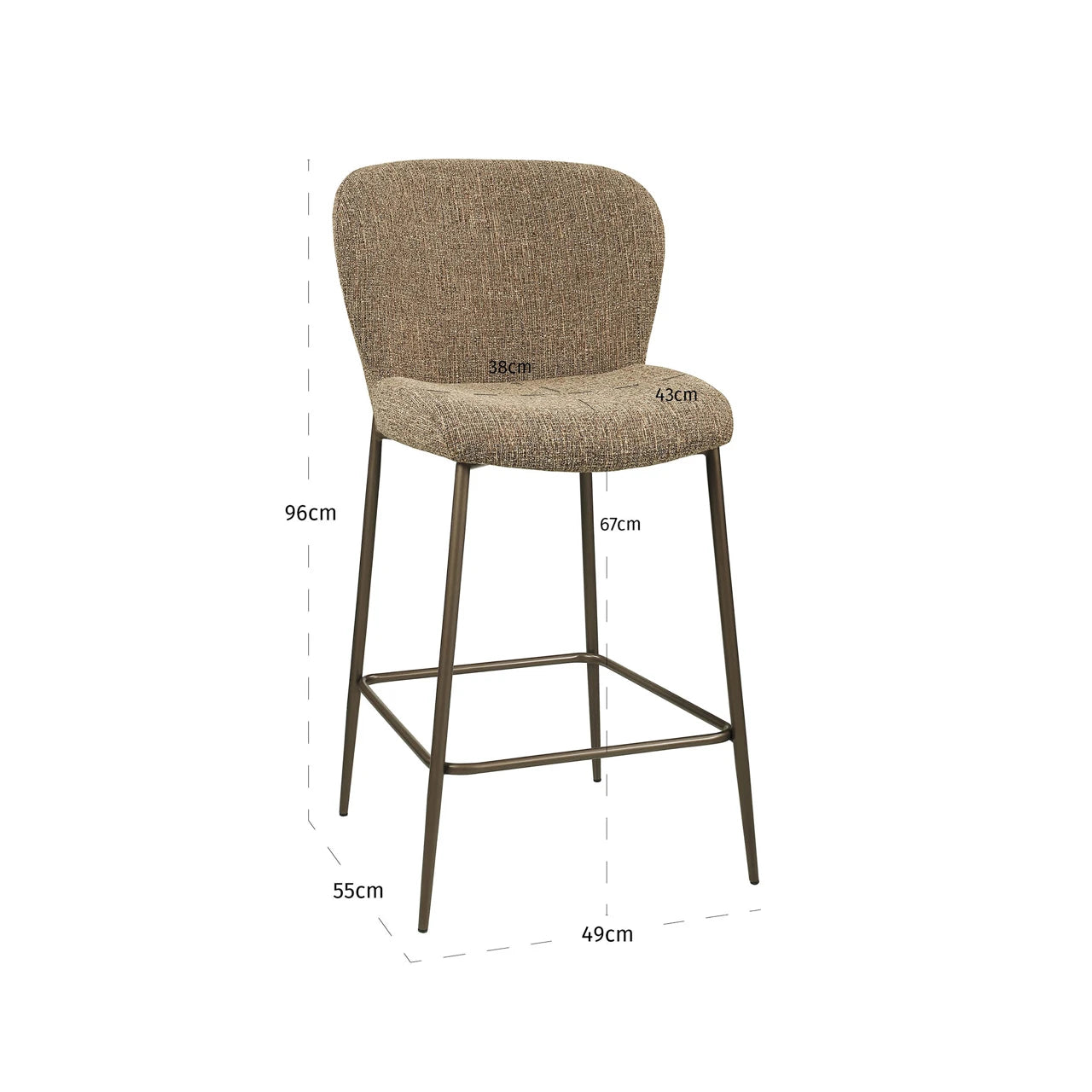 Counter stool Odarby brun tweed brannhemmende Richmond Interiors Barstol