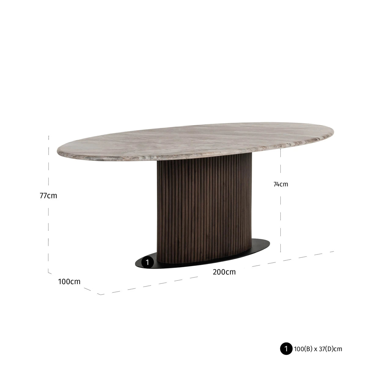 Spisebord Rashford Blush beige ovalt 200 Richmond Interiors Spisebord