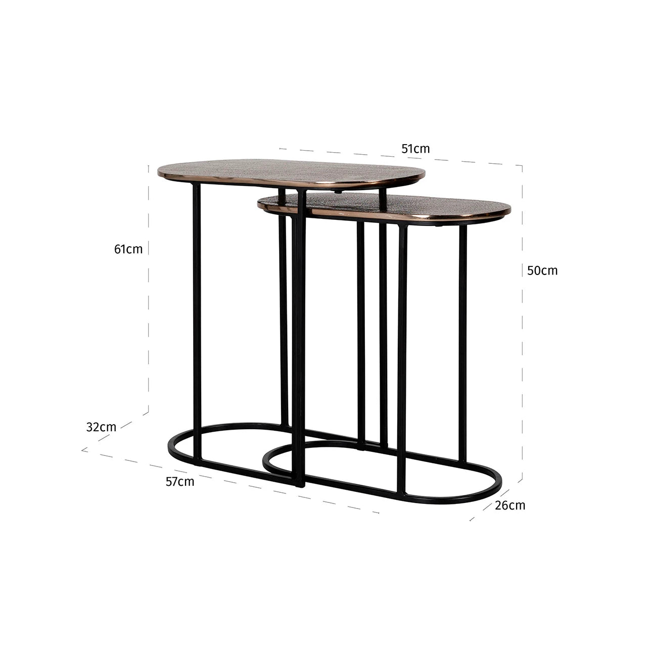 Endebord Chandon champagne gull sett med 2 Richmond Interiors Sidebord