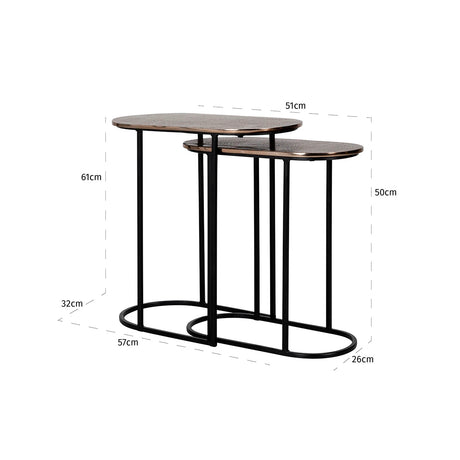 Endebord Chandon champagne gull sett med 2 Richmond Interiors Sidebord