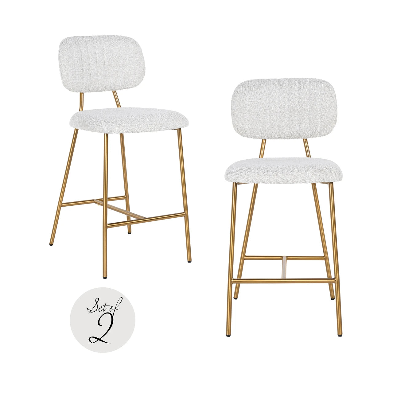 Counter stool Xenia white bouclé sett med 2 Richmond Interiors Barstol