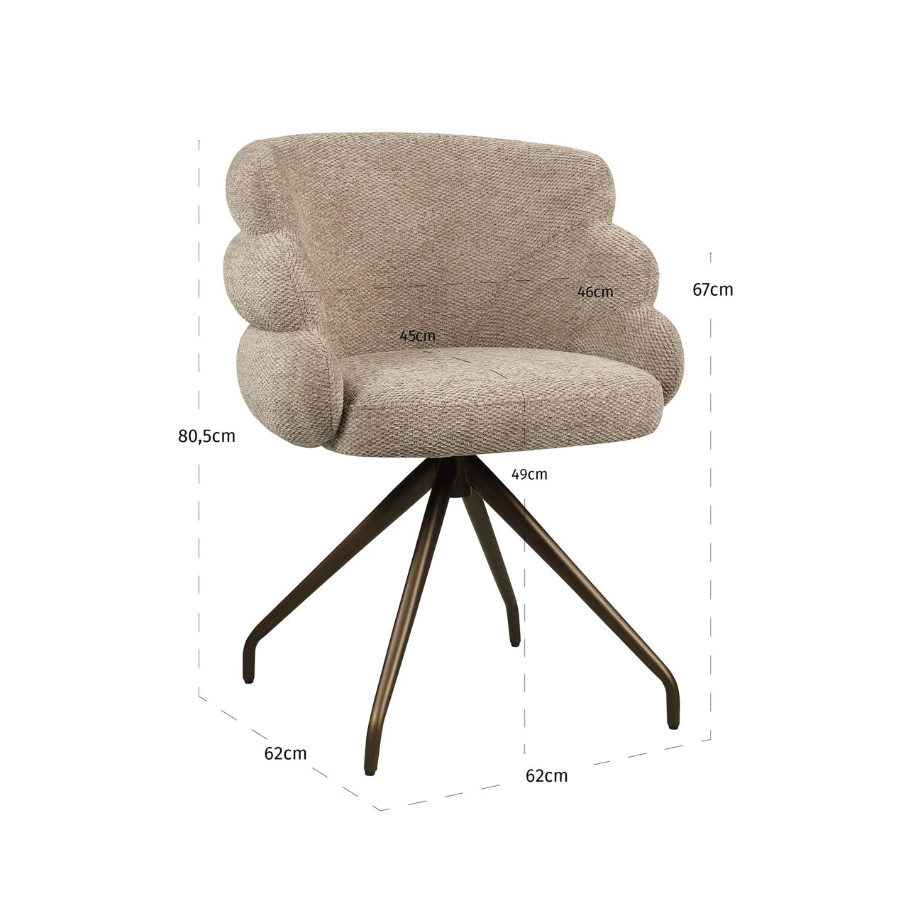 Spisestol Kayla mocca boldvevd svingbar Richmond Interiors Spisestol