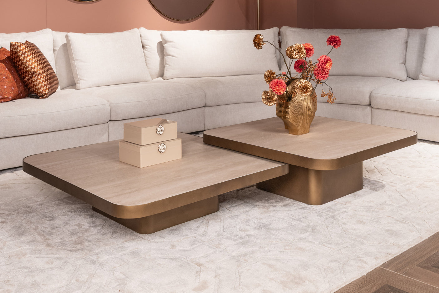 Salongbord Claridge beige 100x100 cumulus Richmond Interiors Sofabord