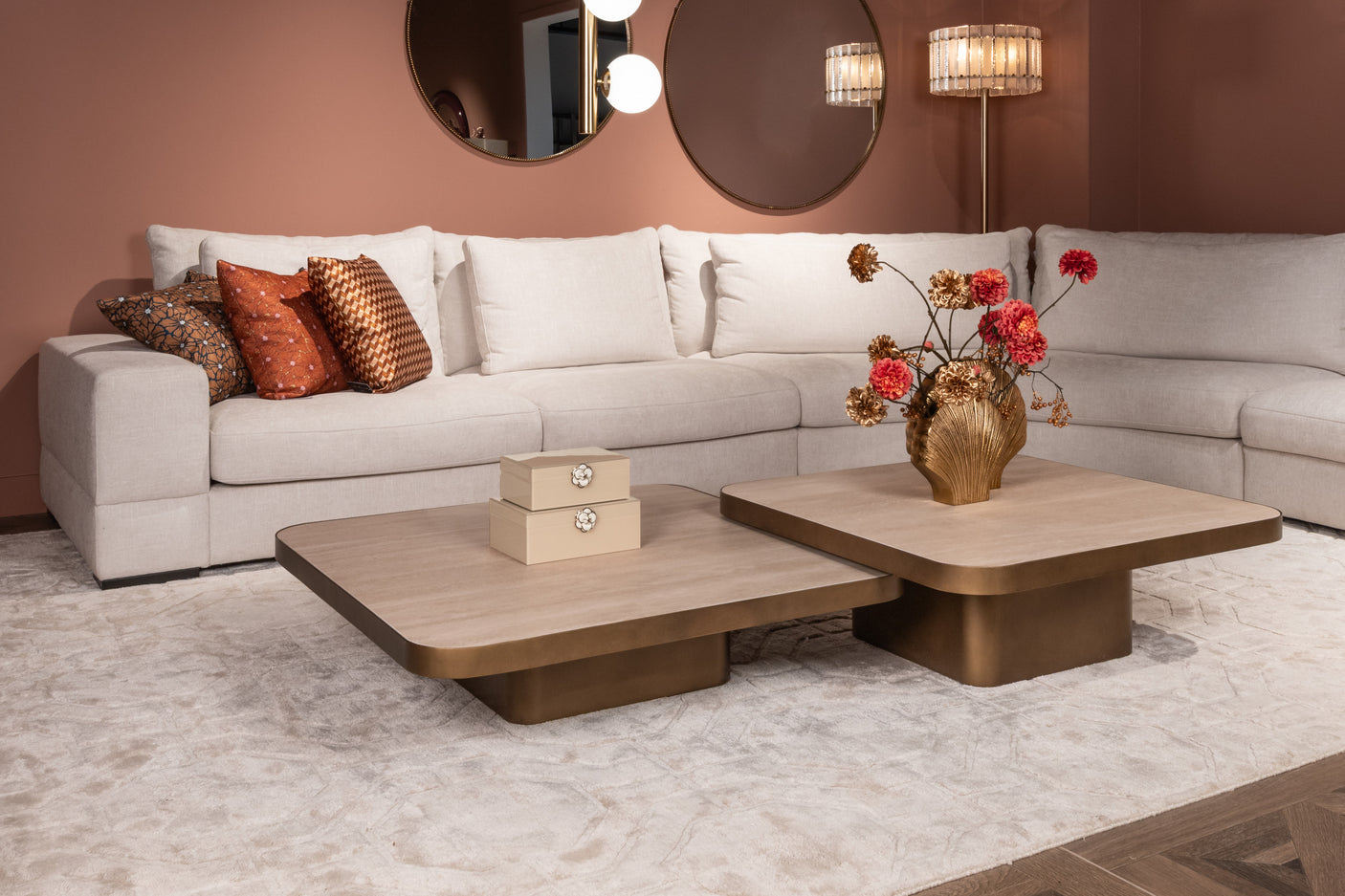 Salongbord Claridge beige 100x100 cumulus Richmond Interiors Sofabord